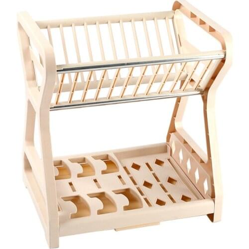 Dish Drying Rack With Drainboard Drainer Kitchen Light Duty Countertop Utensil Organizer Storage For Home 2 Tier
