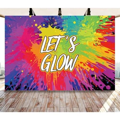 Lets Glow Party Backdrop Hip Hop Neon Party Decoration Photo Backdrop Graffiti Wall 80s 90s Photography Background