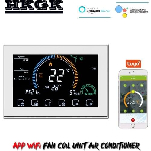 TUYA WiFi 4.8 inch screen 2pipe 4pipe Fan coil thermostat for heating and cooling,Works with Alexa and Google Home