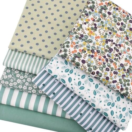 Nanchuang New Green Twill Cotton Fabric Patchwork Cloth Sewing Quilting Tissue Baby Bed Sheets Children Dress Material 40x50cm