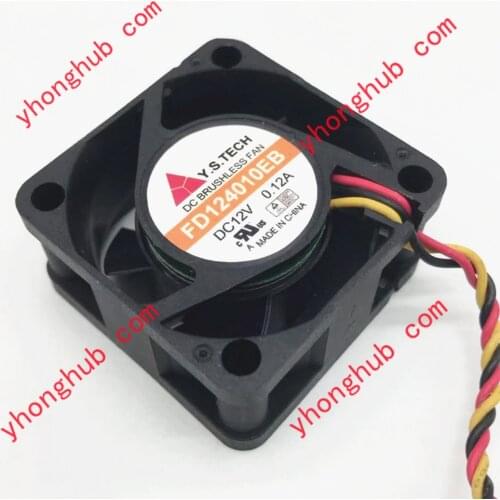 Y.S.TECH FD124020EB DC 12V 0.12A 3-Wire 40x40x20mm Server Cooling Fan
