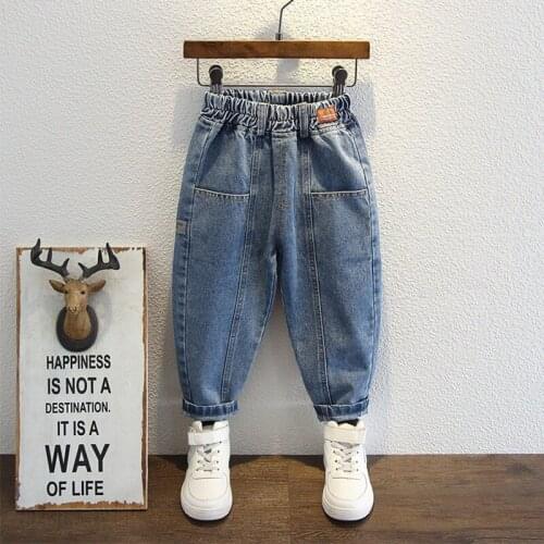Spring 3-8Years Korean style Radis Boys Children Clothes Foreign Style Loose Pants Elastic Denim Trousers For Kids Slim Pants