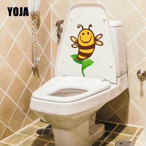 YOJA 14.4X22.9CM Toilet Decal Living Room Home Decor Wall Sticker Cute Cartoon Animal Insect Bee T5-1373