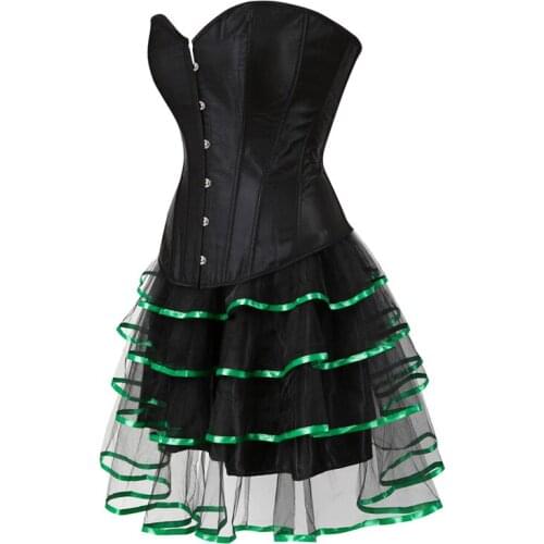 Sapubonva Womens Sexy Gothic Victorian Corset Dress Overbust Corsets and Bustiers Skirt Party Burlesque Waist Trainer Plus Size