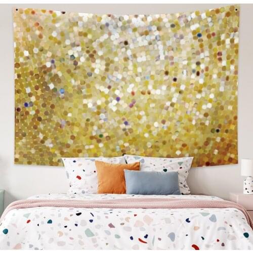 Golden Shining Stars Tapestry Vintage Exotic Summer Plant Nature Frame for Bedroom Photography Wall Decor
