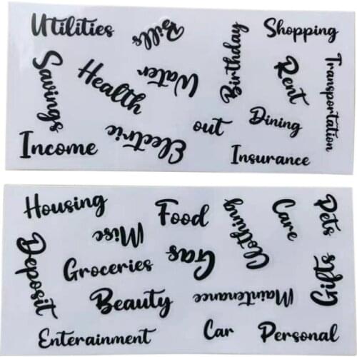 10Sheets/pack A6 Loose-leaf English Letter Label Sticker Cash Envelope System Budget Stickers DIY Decoration