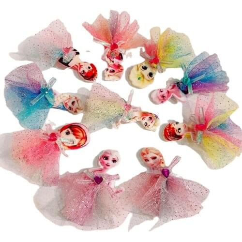 10PCS Kids Happy Birthday Party Favor Disney Princess Frozen Hair Clip Girl Party Gift Souvenir Cute Giveaway