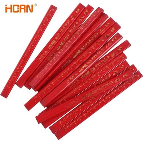 10pcs/Set Woodworking Pencils With Scales Black Careless Flat Marker Pencils Octagonal Woodworking Pencils DIY Hand Tools