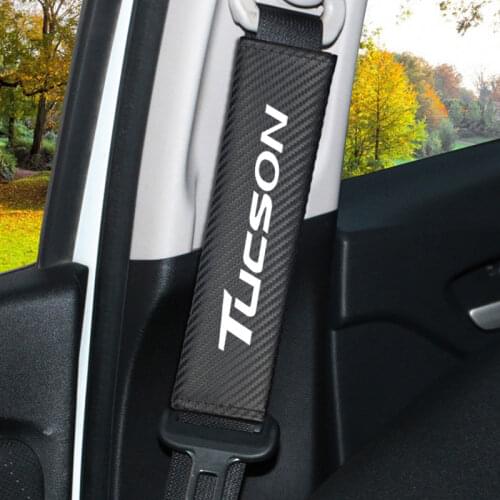 2pcs/set Carbon fiber Seat belt Shoulder Pads covers emblems for hyundai Tucson 2014 2016 2018 2019 Car-styling