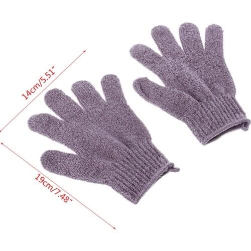2Pcs Shower Bath Gloves Exfoliating Loofah Body Scrubber Wash Skin Spa Massage
