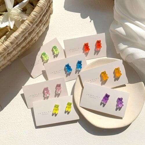 2020 Mini Gummy Bear Creative Cute Earrings Minimalism Cartoon Design Female Ear Hooks Boutique Jewelry Gift