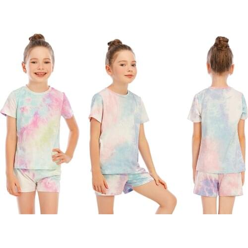 2021 Spring Autumn Girls Boys Kids Toddler Pajamas Tie Dye Sleepwear PJs Set Lounge Set Teenagers Clothing