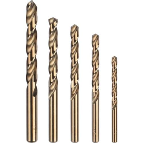 5pcs 1/2/3/4/5mm Titanium Drill Bit Set High Speed Steel Drill Bits Hex Shank Metal Hole Grooving Drill Saw Carpenter Tools