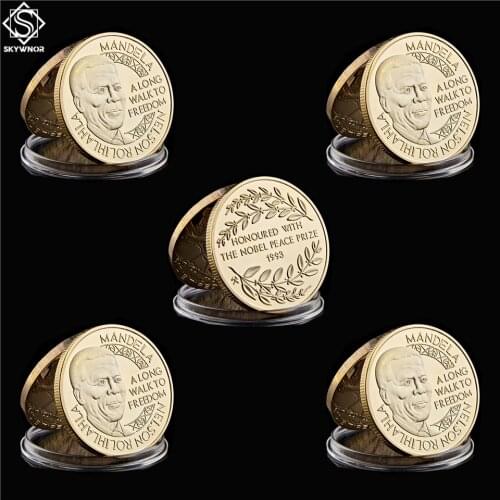 5PCS South Africa President Nelson Mandela The Nobel Peace Prize Gold/Silver Coin Freedom Africa