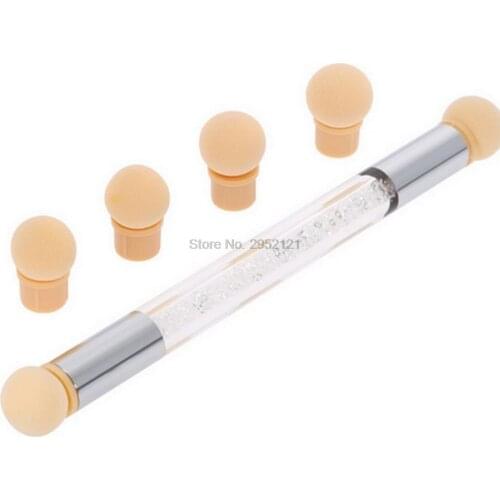 By dhl or ems 50pcs Glitter Powder Picking Dotting Gradient Pen Brush + 6 Sponge Nail Tools Double-ended Acrylic UV Gel Pen