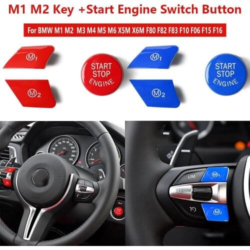 Car Steering Wheel M1 M2 Mode Button With Start Engine Switch Button for BMW 1/2/3/4/5/6 Series X5 X6 F15 F16 M Sport Cars C45