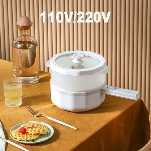 110V 220V Electric Cook Pot 1.5L Portable Saucepan Multifunction Frying Pan Multicooker With Steamer Small Hot Pot Nonstick Pans