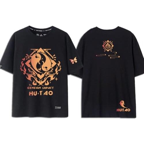 Game Genshin Impact HUTAO Cosplay T-shirt Anime Ghost Printed Summer Streetwear Short Sleeve Plus Size Men Women Cotton Top Tees