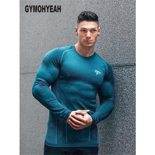 GYMOHYEAH Men's Long Sleeve T-Shirts