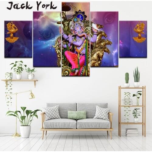 Canvas Painting Thailand idol statue 5 Pieces Wall Art Painting Modular Wallpapers Poster Print for living room Home Decor
