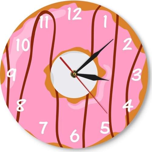 Colorful Printed Doughnut Wall Clock Sweet Desserts Modern Wall Clock Nursery Decor Bakery Business Wall Sign Donut Lover Gift