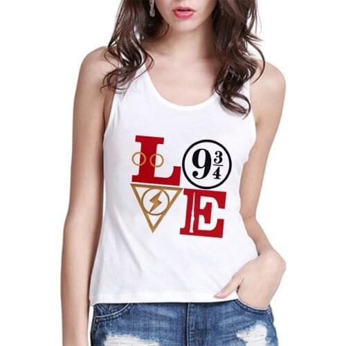 New Sumer Tank Tops Women Love Printed Crop Top Tee Shirt Female Fashion Casual O-Neck White Sleeveless Sexy Ladies Streetwear