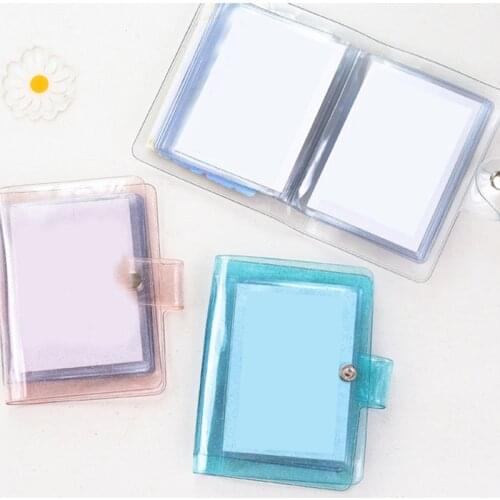 3 Inch Cute Mini Photo Album 32 Photos Sequin Jelly Color photocard holder Transparent instax mini album Business Card Bag