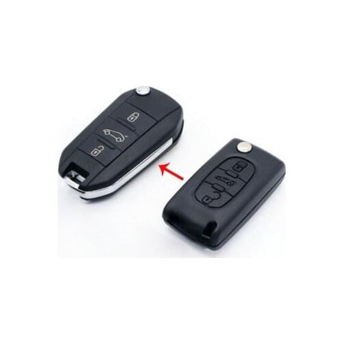 Modified Flip Folding Remote Key Shell For Peugeot 307 407 408 3 Buttons (with Groove) Blank FOB Case