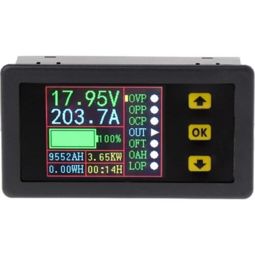 Digital Multimeter Charge-Discharge Battery Tester, LCD Color Screen Voltmeter Ammeter DC 0-90V 0-20A Volt Amp Meter