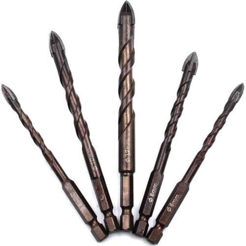 Cross Hex Tile Drill Bits Set For Glass Ceramic Concrete Hole Opener Brick Hard Alloy Triangle Bit Tool Kit New