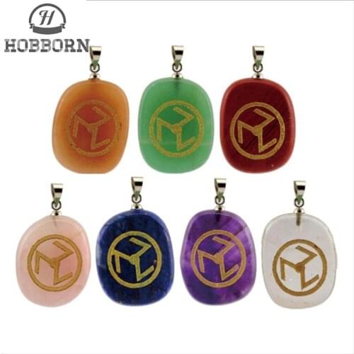 HOBBORN Antahkarana Aura Rune Women Necklace Reiki Symbol Healing Energy Stone Men Pendants & Necklaces Crystal Yoga Jewelry