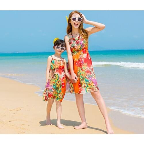Mother and daughter dress Parent-child outfit beach dress skirt holiday by the sea new 2019 Bohemian loose princess chiffon