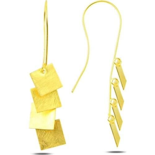 KUTAYDAN Dangle Square Broseli Earrings 925 Sterling Silver