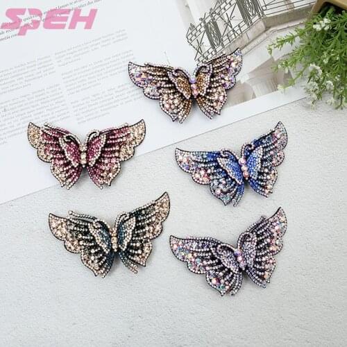 Bow hairpin Korean retro full diamond large adult hairpin top clip crystal diamond hair accessories Czech diamond spring