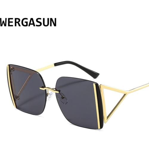 WERGASUN Square Rimless Sunglasses Women Luxury Brand Designer Glasses Fashion Sun glasses For Men UV400 Shades Oculos