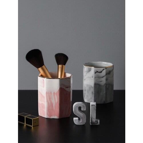 Style ins marble Phnom Penh ceramic pen holder makeup brush cup storage cup storage tube home decoration