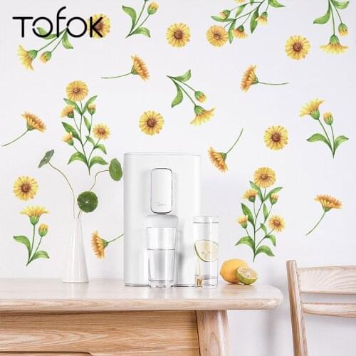 Tofok Autumn Daisy Bouquet DIY Wall Sticker Decoration Pastoral Style Home Children Room Nursery Art Mural Decals Wallpaper