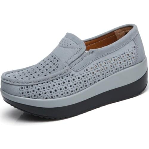 New Women Shoes Sneaker Ballet Cow Suede Leather Flat Platform Woman Shoes Slip On Female Womens Loafers Moccasins Shoes