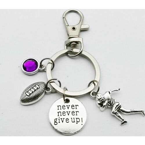 Creative Nine-color Crystal Stone Pendant Rugby Model Pendant Keychain Cute Keyring Fans Souvenir Man Gift Fashion Game Festival