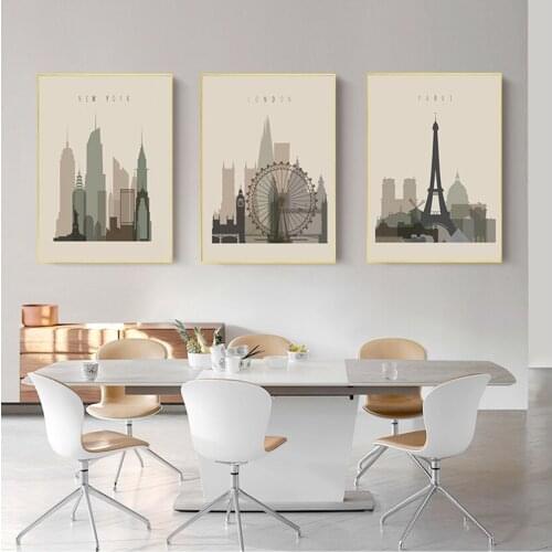 Paintings Vintage Pictures Home Bedroom Decoration Retro Posters Paris London New York Wall Art Prints Watercolor Canvas