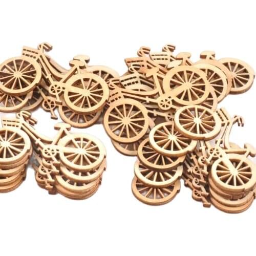 Natural Wood Slices Bicycle Die Cutting Plywood Template Carfts For Home Decoration DIY Wooden Ornament 10pcs/set 45X59mm M0914
