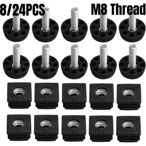 8/24PCS Adjustable Furniture Legs Replacement Plugs Set Blanking End Caps Insert Plug Square Pipes Set For Bar Coffe Table Chair