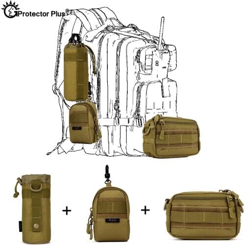 PROTECTOR PLUS Tactical Pouch Set 3 Bags Molle Expand Outdoor Sports Hunting Cycling Camo Bag Single Shoulder Waist Waterproof