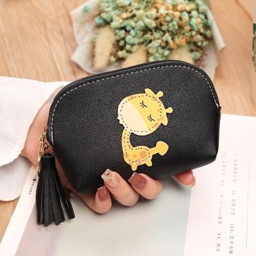 2021 Tassel Women Short Wallet Small Cute Cartoon Wallet Women PU Leather Coin Purses Zipper Card Bag Female Purse Clutch