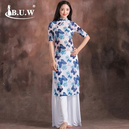 BUW Girls belly dance clothes set Women belly dancing clothes short sleeves top+long pants 2pcs belly dance suits 8551