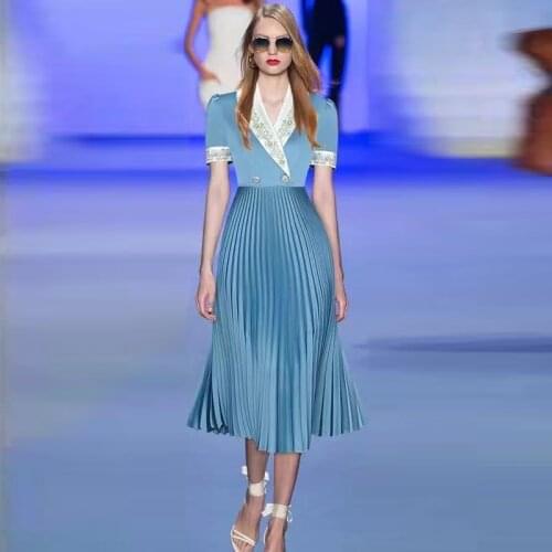 IVY HE Summer Womens Dress 2021 High Quality Embroidered Nail Beads Elegant Pleated Long Dress Party Dinner Dresses Traf Robe