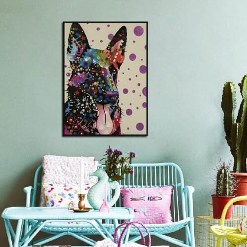 Animal Digital Oil Painting Hd Watercolor Handsome Collie Dog European Style Home Wall Background Decorative Art