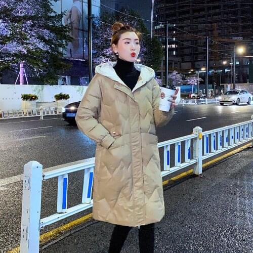 Winter Jacket Women Coat Fashion Plus Size Hooded Winter 2021 New Temperament Slim Long Down Down Padded Jacket