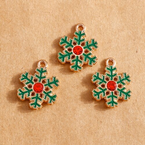 10pcs 17*21mm Christmas Snowflakes Pendants Flowers Charms for Jewelry Making Enamel Charms for Bracelets Necklaces DIY Findings