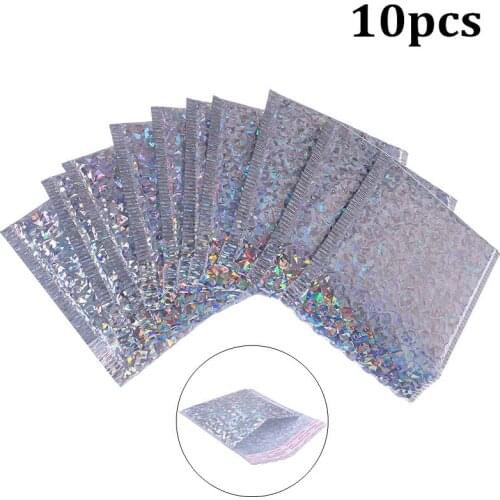 10pcs Laser silver bags Bubble Padded Envelopes Gift Bubble Mailing Envelope Bag